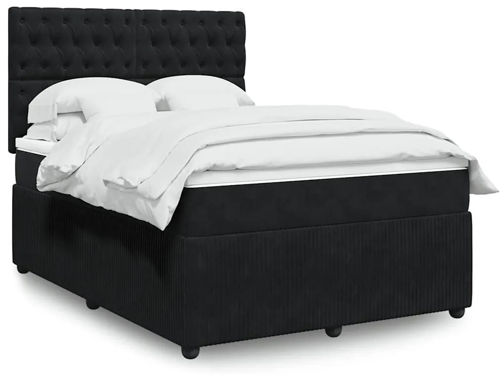 Cama com molas/colchão 160x200 cm veludo preto
