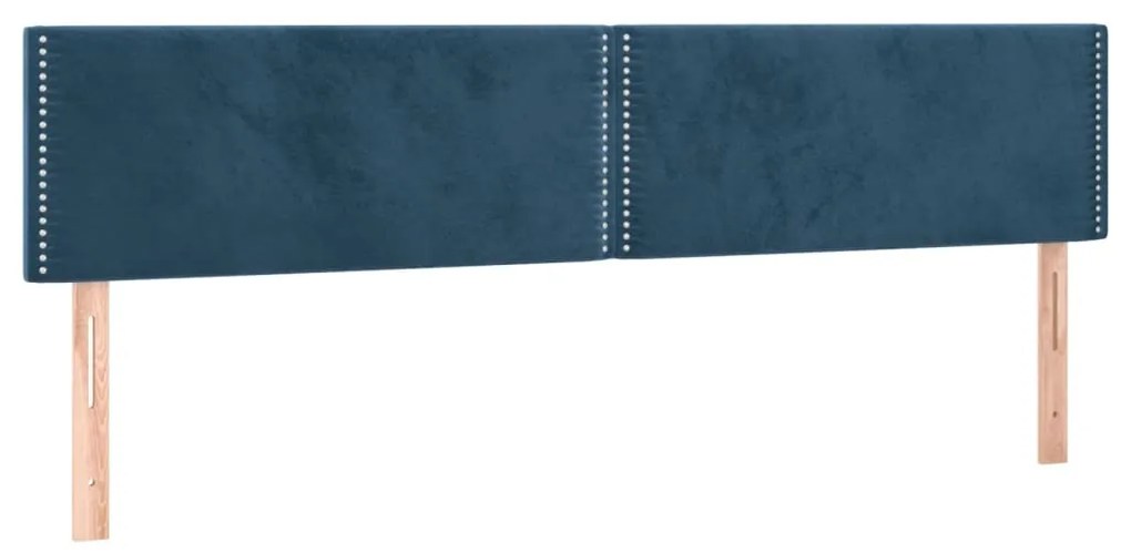 Cama box spring colchão LED 120x190cm couro artif. azul-escuro