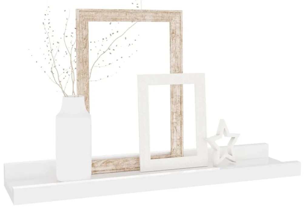 Prateleiras de parede 2 pcs 40x9x3 cm branco brilhante