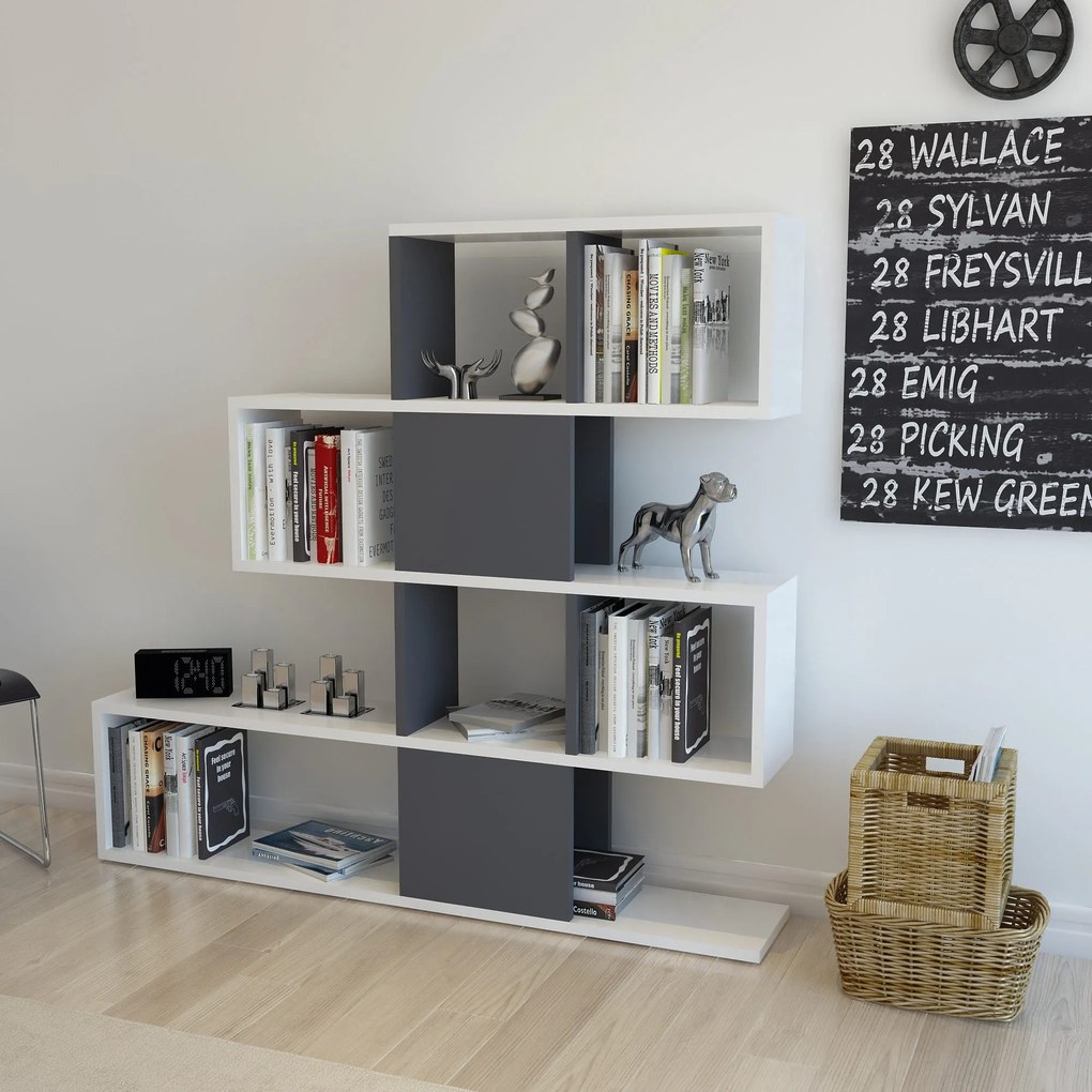 Estante Karlin – Branco/Antracite – 120x19,5x109 cm