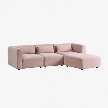 Sofá Modular De 3 Peças Com Pufe Fogler Bombazina Rosé - Sklum