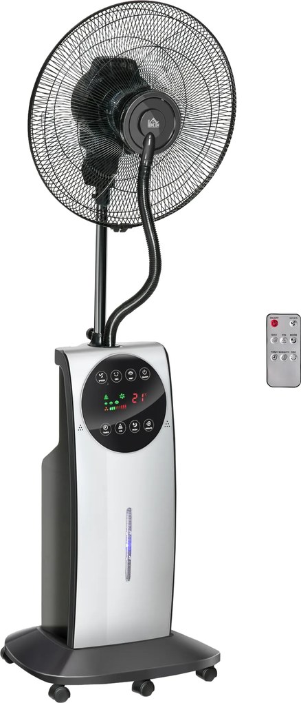 HOMCOM Ventilador Nebulizador Multidirecional Adequado para água ou óleos aromáticos com programação de desligamento automático|Aosom Portugal