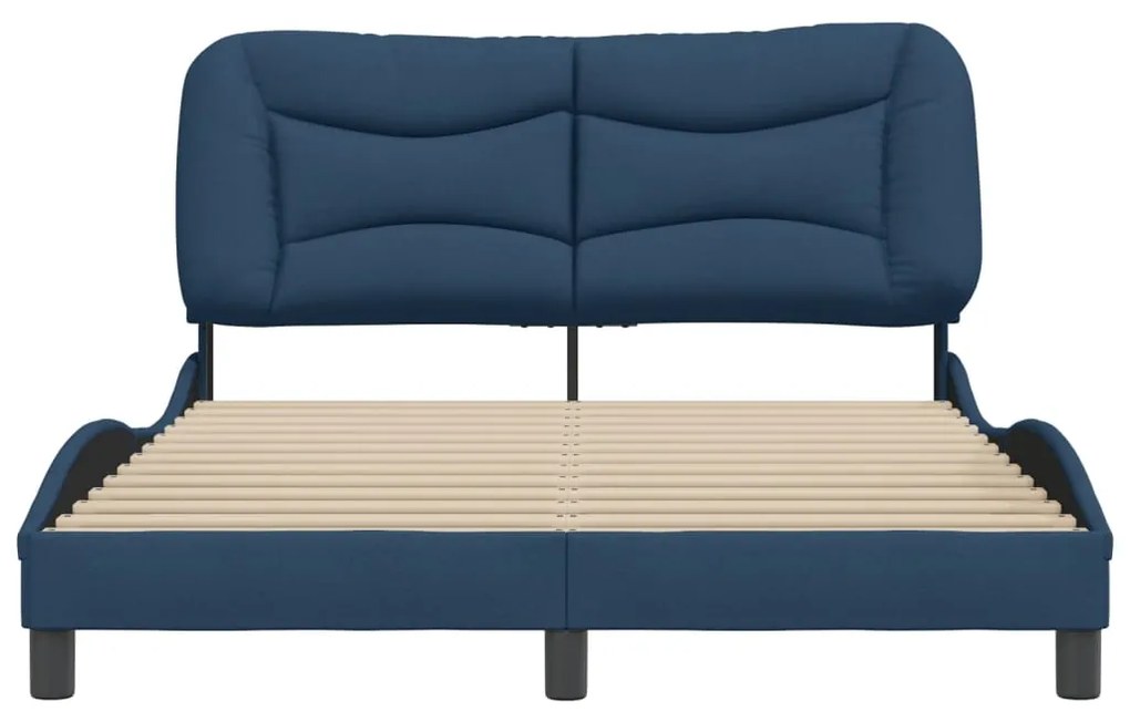 Estrutura de cama sem colchão 140x190 cm tecido azul