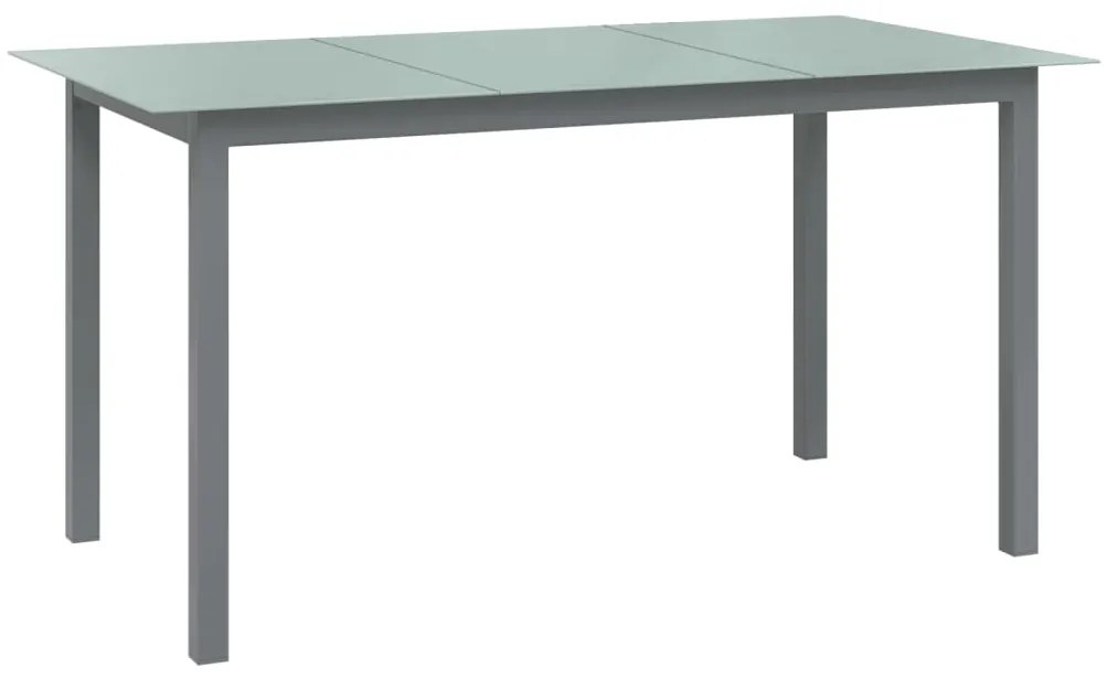 vidaXL Mesa de jardim em alumínio e vidro 150x90x74 cm cinzento-claro