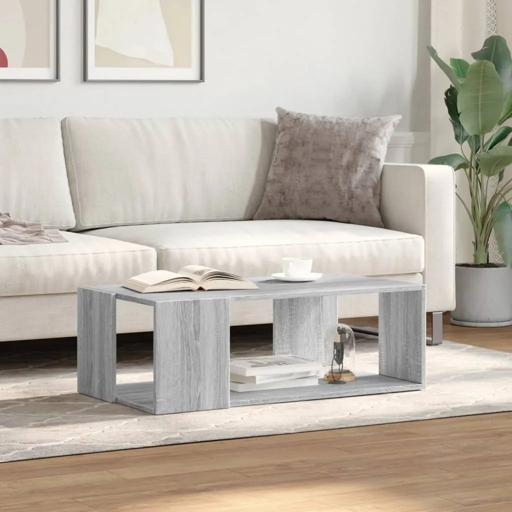 Mesa de centro 89,5x48x30 cm derivados madeira cinzento sonoma