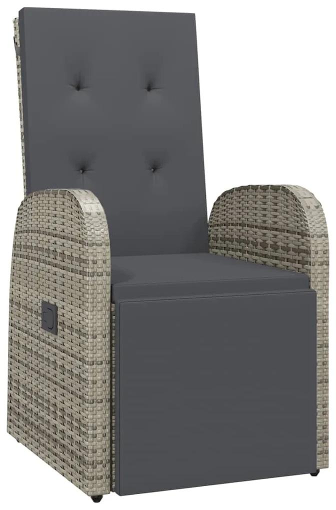 Cadeira de jardim reclinável com almofadão vime PE cinzento