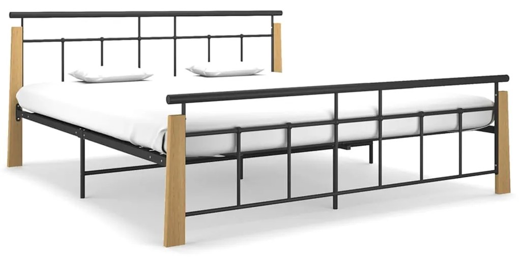vidaXL Estrutura de cama 180x200 cm metal e madeira de carvalho maciça