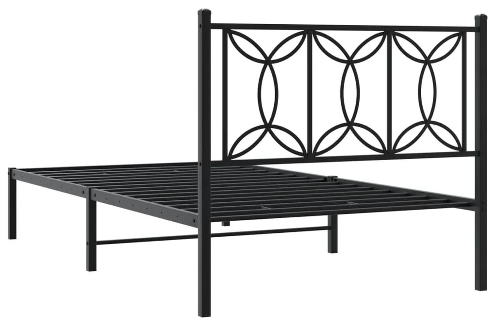 Estrutura de cama com cabeceira 100x200 cm metal preto
