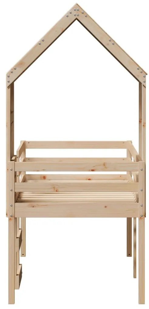 Cama alta com telhado 75x190 cm pinho maciço