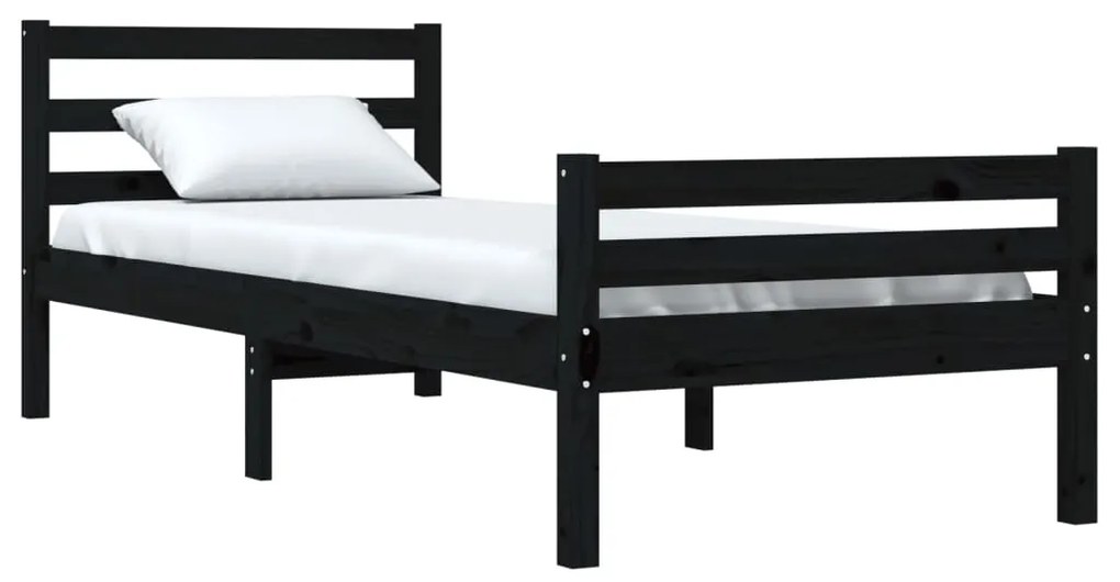 Estrutura de cama 100x200 cm madeira maciça preto