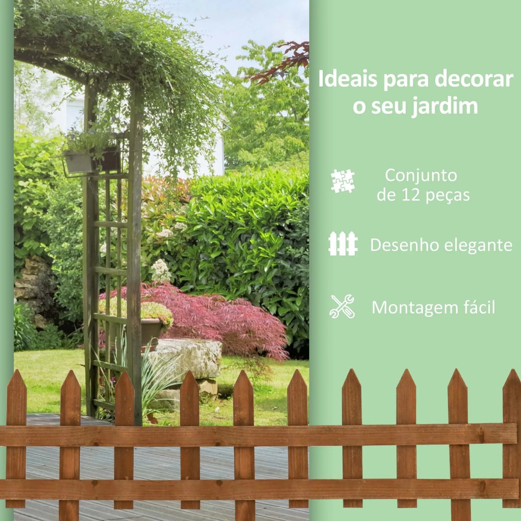 Cercas de Madeira para Jardim com 12 Painéis 50x34 cm Cercas Decorativas para Exterior Fáceis de Instalar Madeira