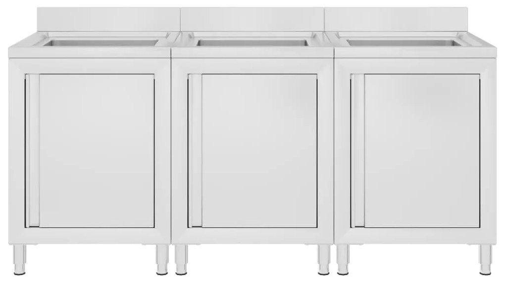 Armários c/ lava-louça cozinha comercial 3 pcs aço inoxidável