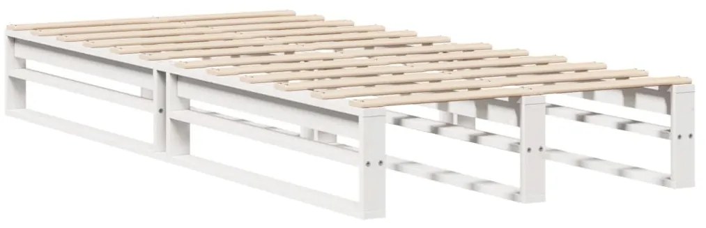 Cama com estante sem colchão 100x200 cm madeira maciça branco