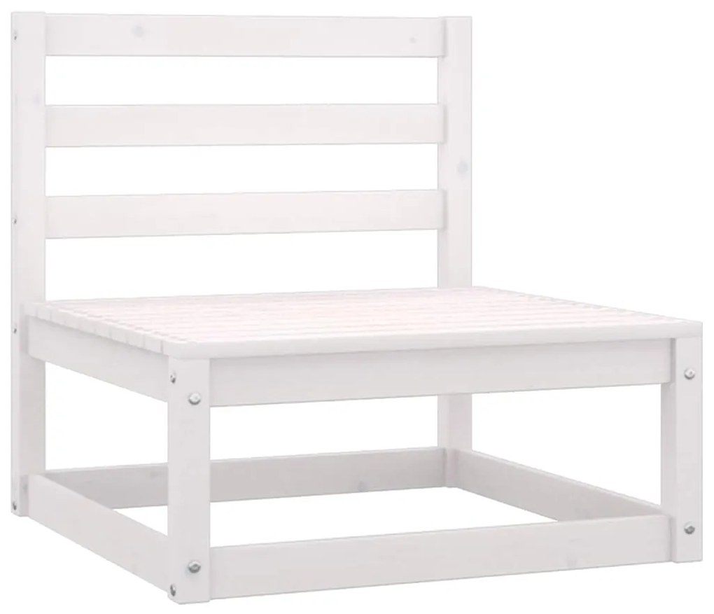 3 pcs conjunto lounge jardim c/ almofadões pinho maciço branco
