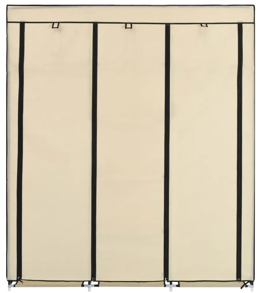 Roupeiro c/ compartimentos e varões 150x45x175 cm tecido creme