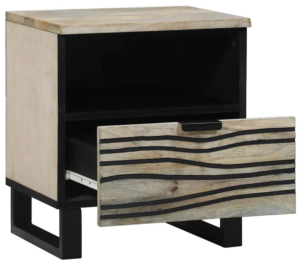 Mesas de cabeceira 2 pcs Branco e preto 40 x 33 x 46 cm