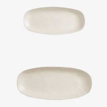 Conjunto De 2 Tabuleiros Em Grés Belvere Gardénia Branco - Sklum