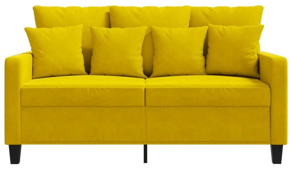 Sofá de 2 lugares veludo 120 cm amarelo
