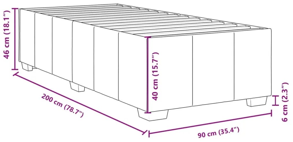 Estrutura de cama sem colchão 90x200 cm tecido cinzento-claro