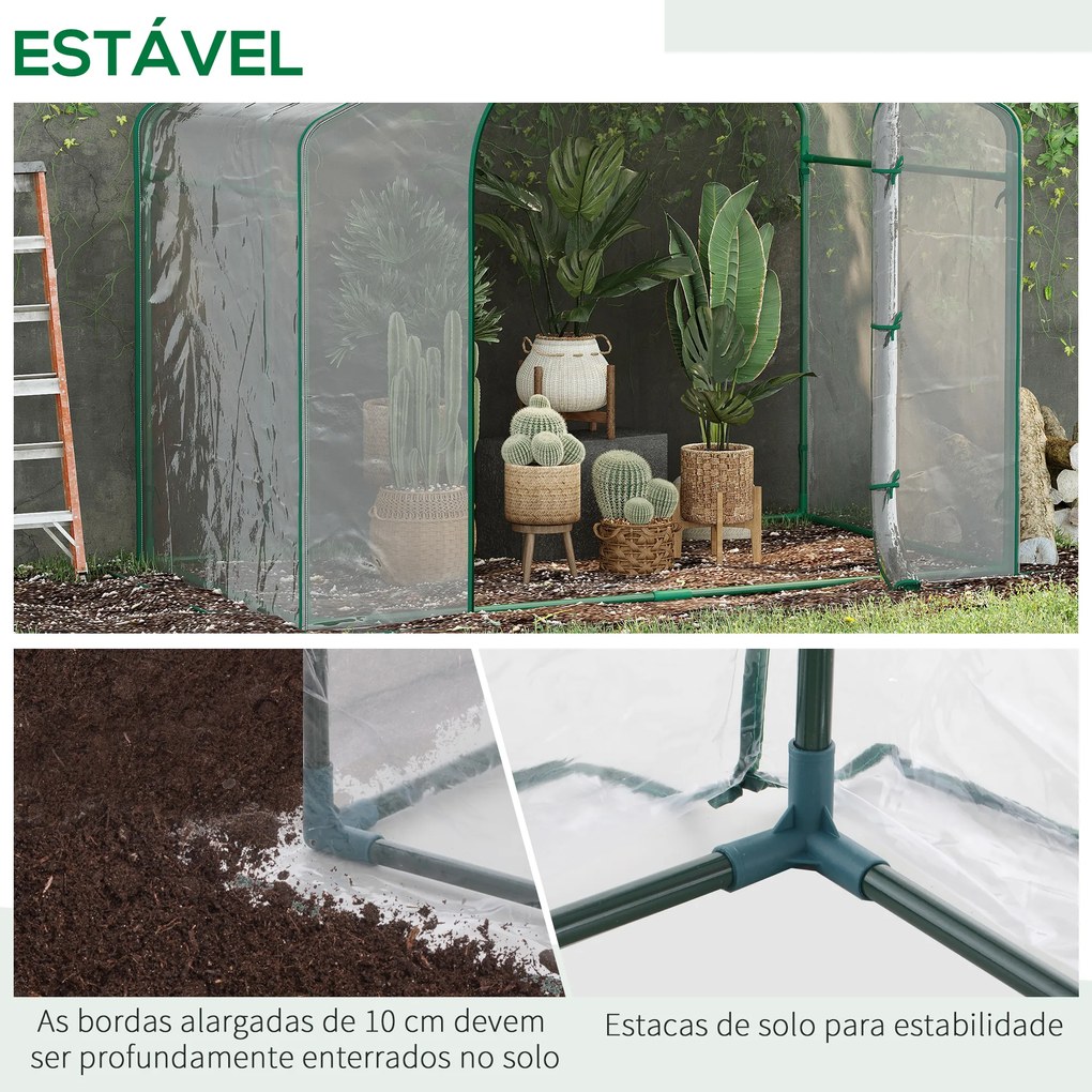 Outsunny Estufa Transparente de Jardim 180x100x168 cm Estufa de Jardim com Porta Enrolável e Estrutura de Aço Transparente