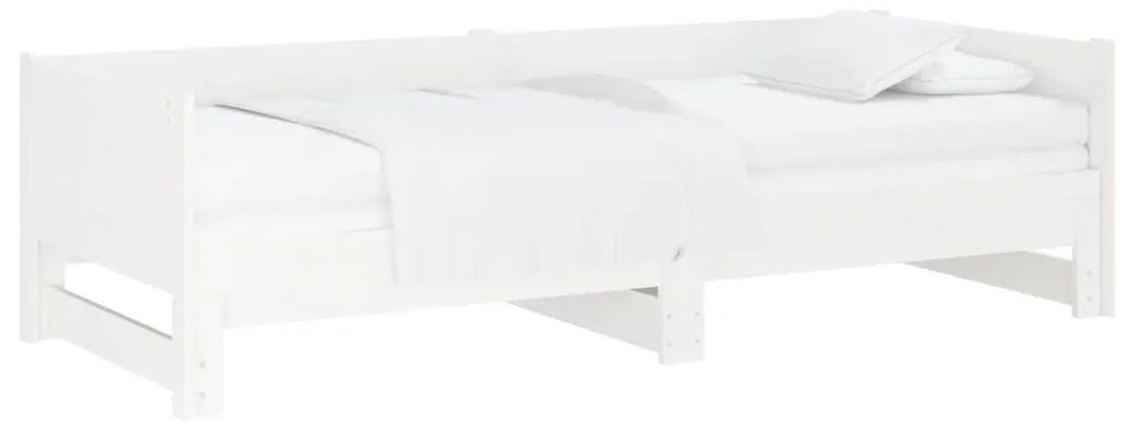 Estrutura sofá-cama de puxar 2x(80x200) cm pinho maciço branco