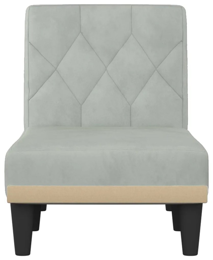 Chaise longue veludo cinzento-claro
