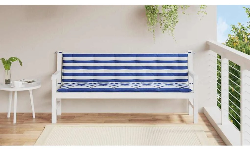 Almofadões p/ banco de jardim 2pcs oxford riscas azul/branco