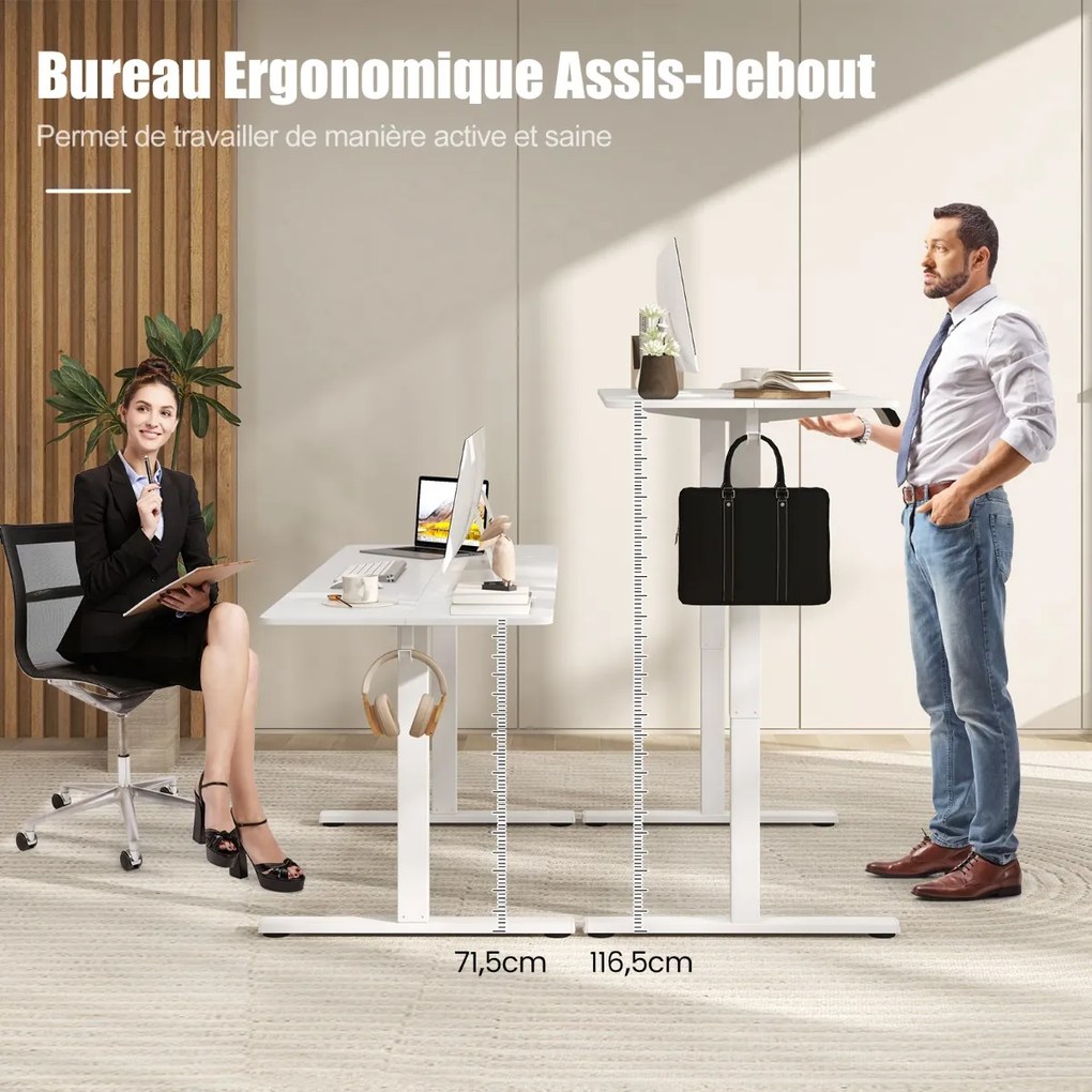 Mesa elétrica para sentar e ficar em pé 100x60 cm com 2 gavetas, suporte para monitor ajustável em altura, prateleira de armazenamento, marrom rústico