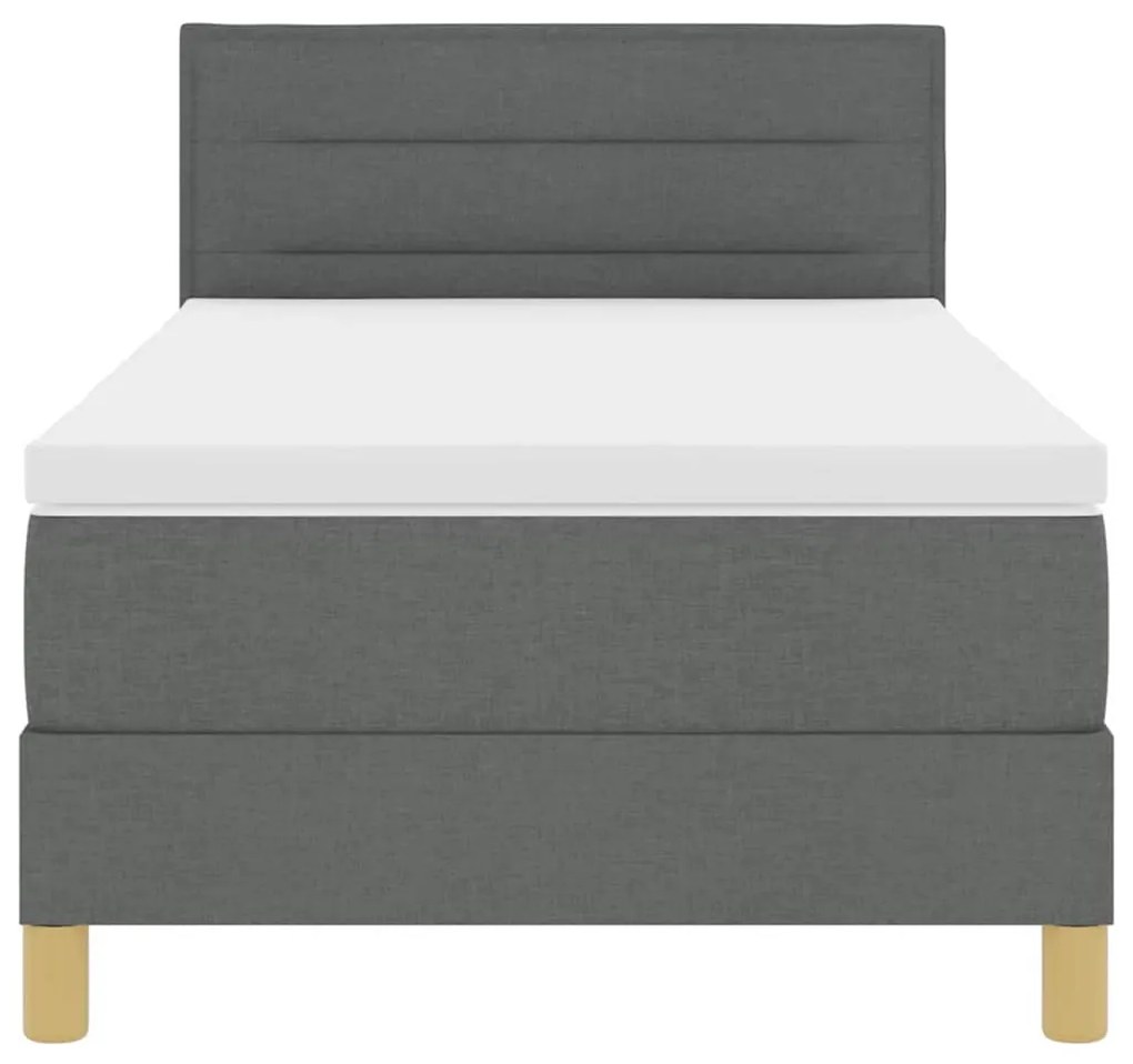 Cama Box Spring com Colchão e LED Cinza Escuro 90x190 cm Tecido