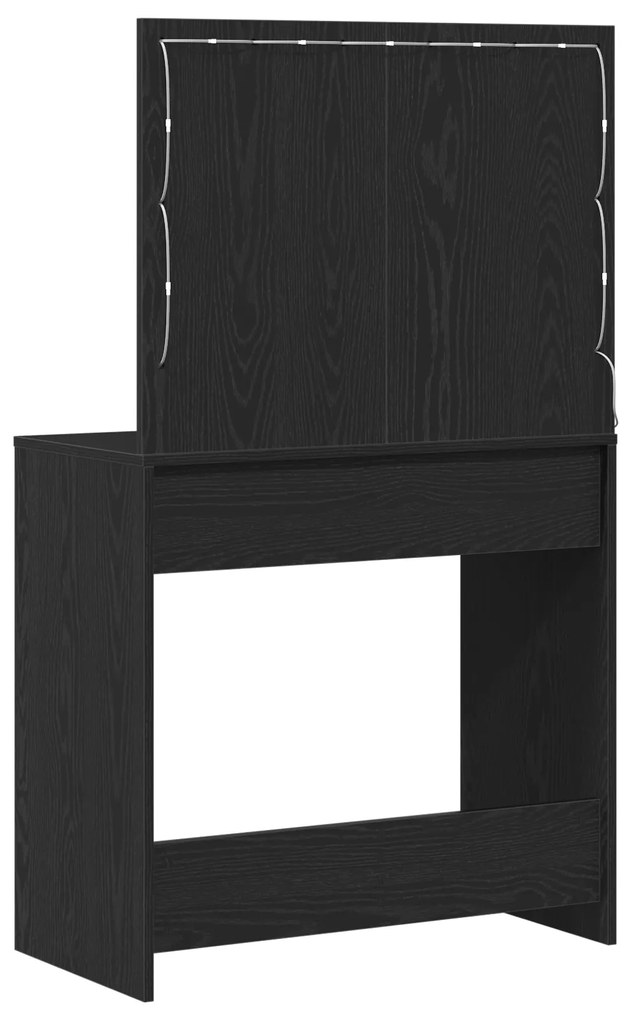 Mesa de Maquilhagem com Luzes de LED Carvalho Preto 78,5x41x135 cm
