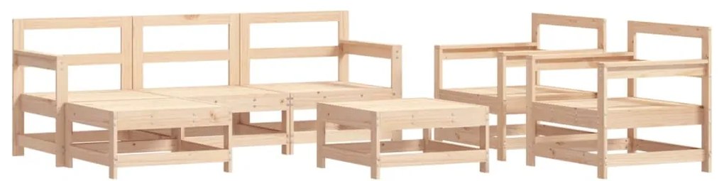 7 pcs conjunto lounge de jardim com almofadões madeira maciça