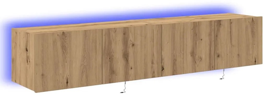 Armários de TV vidaXL com luzes LED 2 pcs Carvalho Artesanal 80x35x31