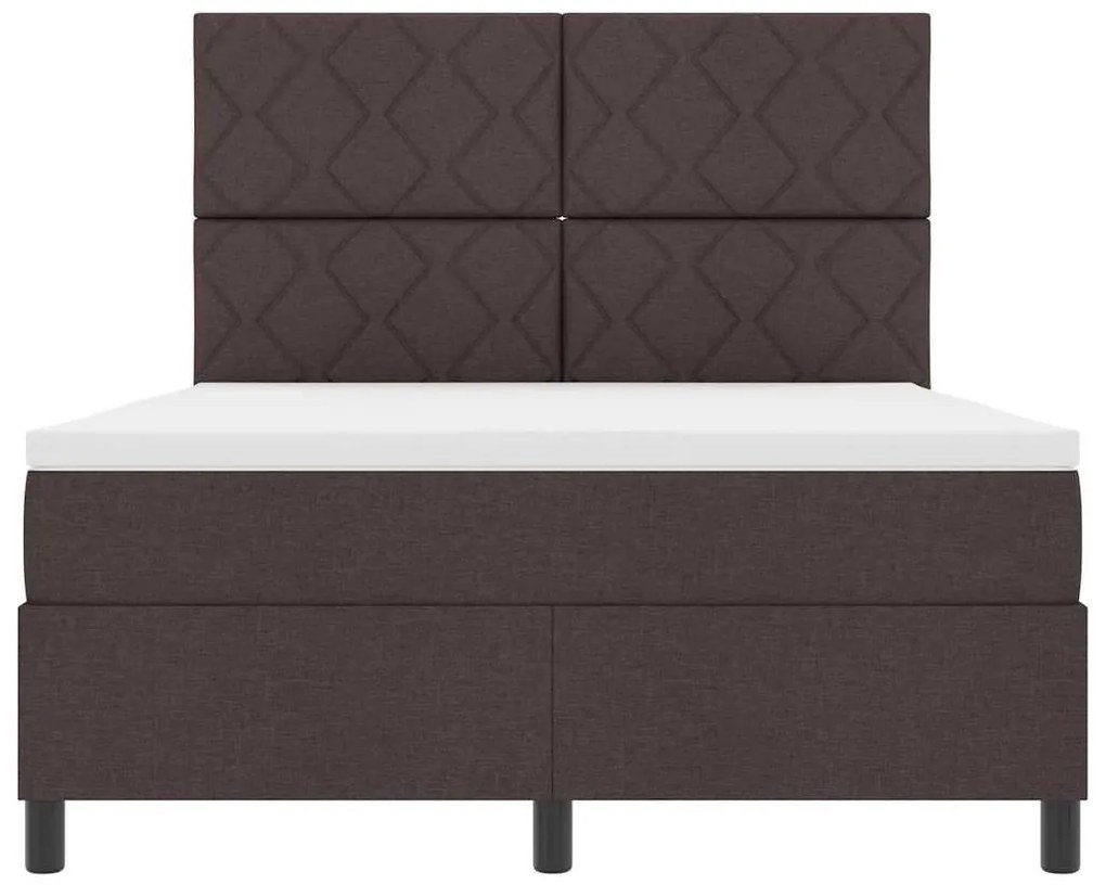 Cama Box com Colchão e LED Castanho Escuro, 160 x 200 cm, Tecido