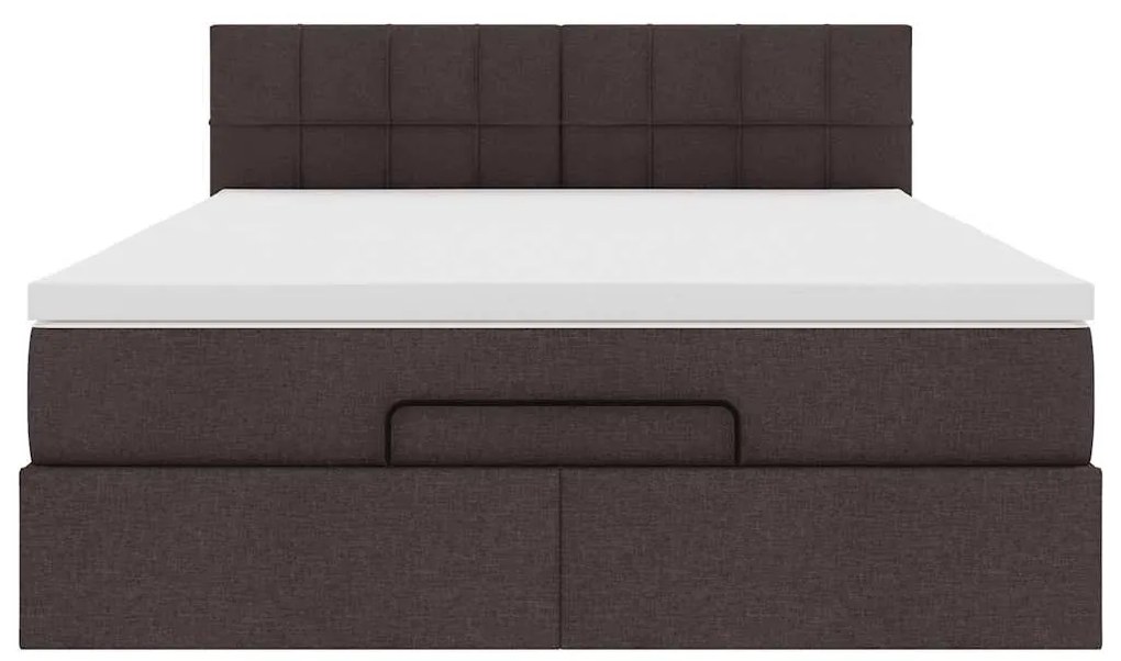 Estrutura cama otomana colchão 140x200cm tecido castanho escuro