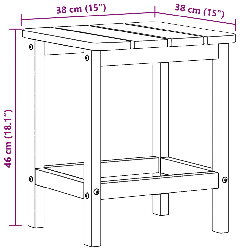 Mesa lateral Adirondack Cinza-claro 38x38x45 cm HDPE