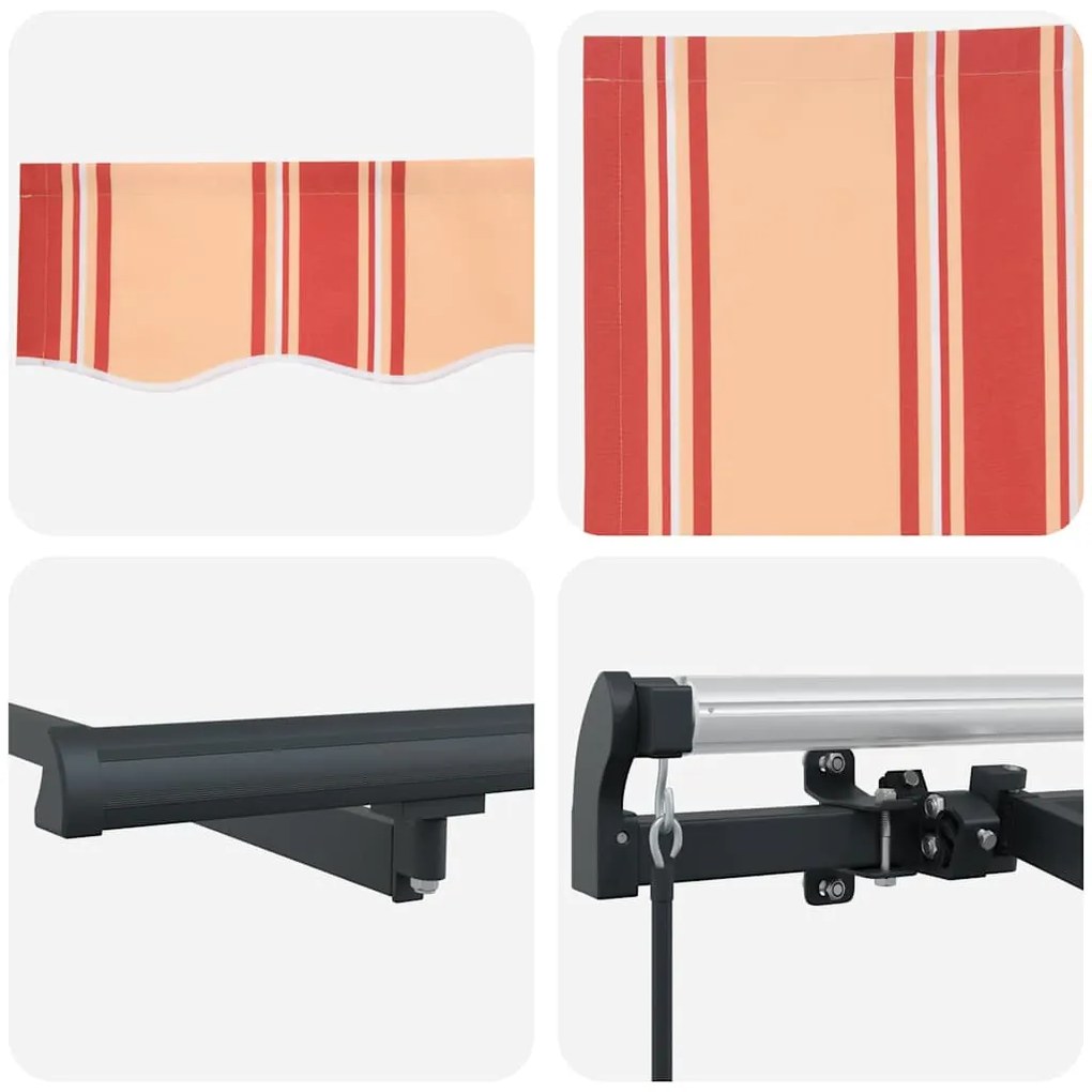 Toldo Retrátil Manual Amarelo e Laranja e Branco