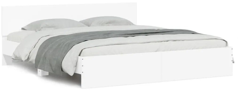 Estrutura de cama com cabeceira e luzes LED 200x200 cm branco