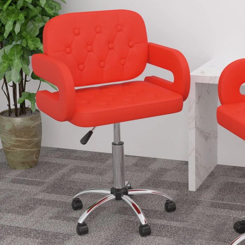 vidaXL Cadeira jantar giratória couro artificial vermelho