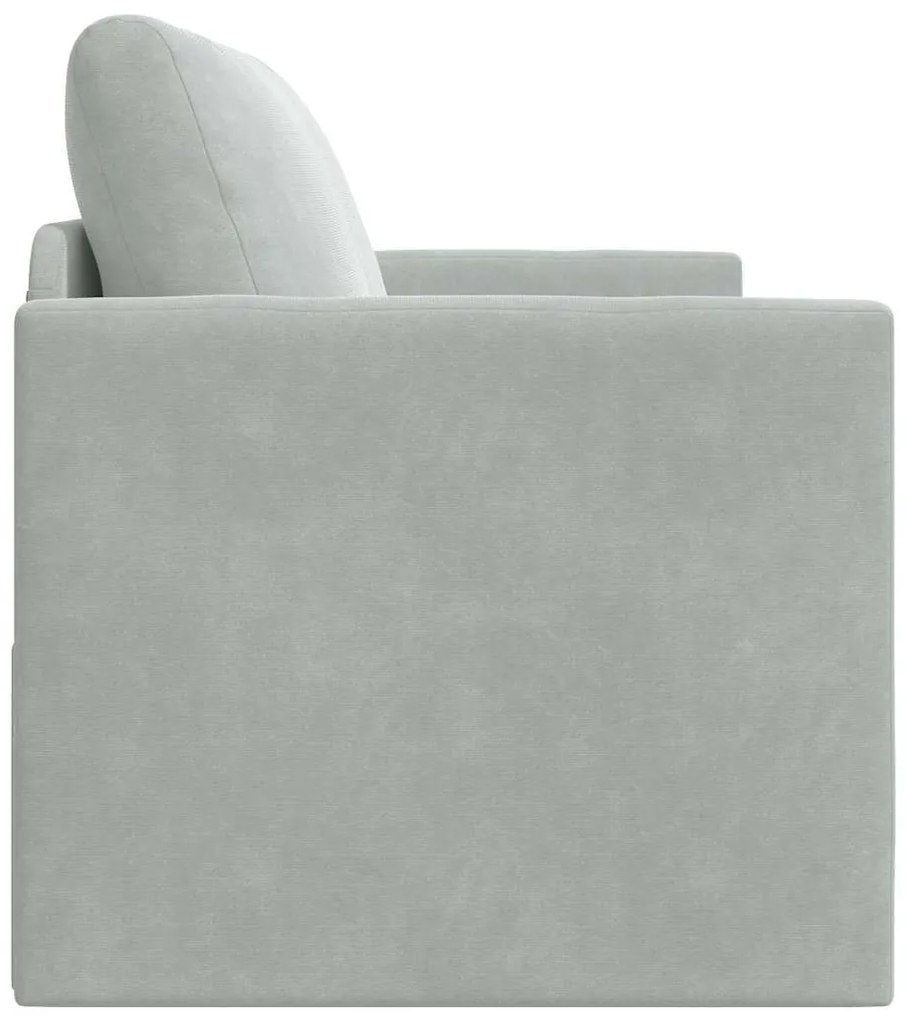 Sofá Cama de Chão 2-em-1 Cinza Claro 124x204x61 cm Veludo