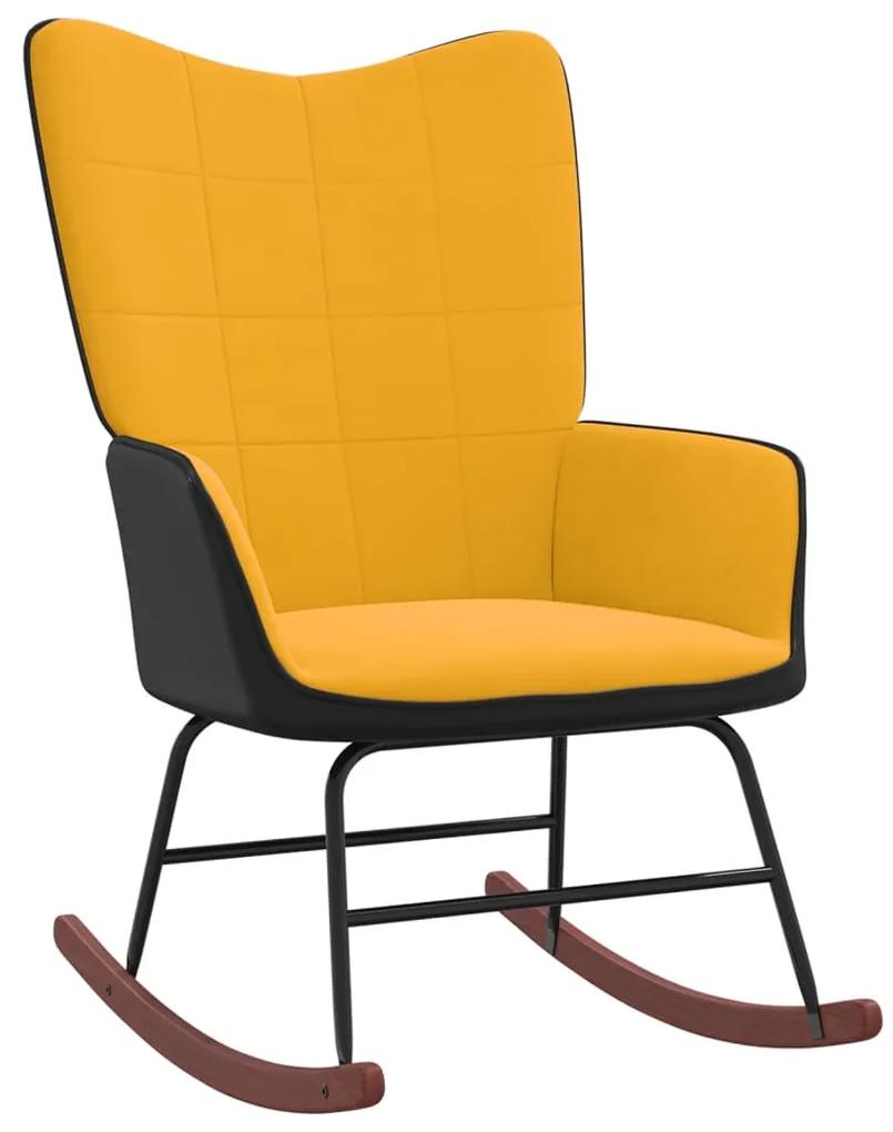 Cadeira de baloiço PVC e veludo amarelo mostarda