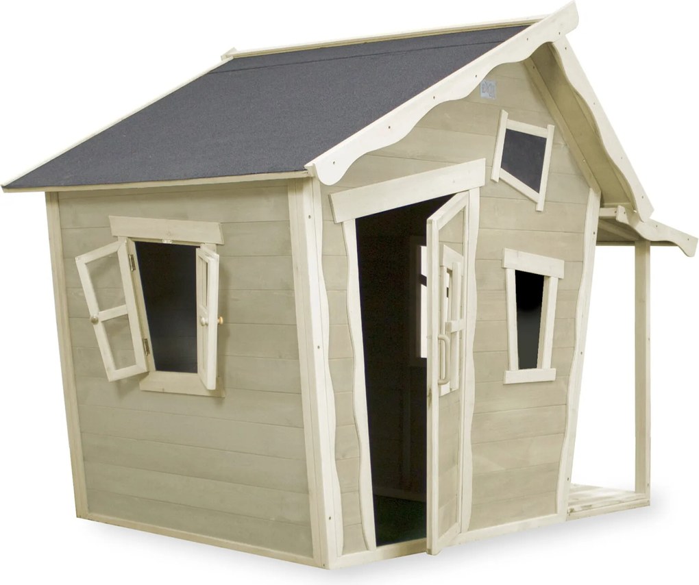 Casa de brincar exterior para crianças Crooky 150 em madeira - cinza-bege