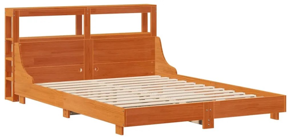 Cama sem colchão 140x190 cm pinho maciço castanho-mel