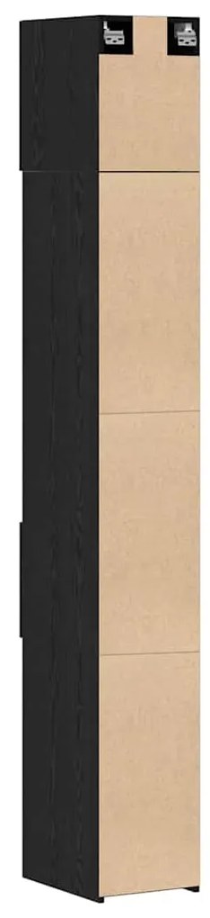 Armário de Armazenamento Slim vidaXL Carvalho Preto 30x42.5x225 cm Mad
