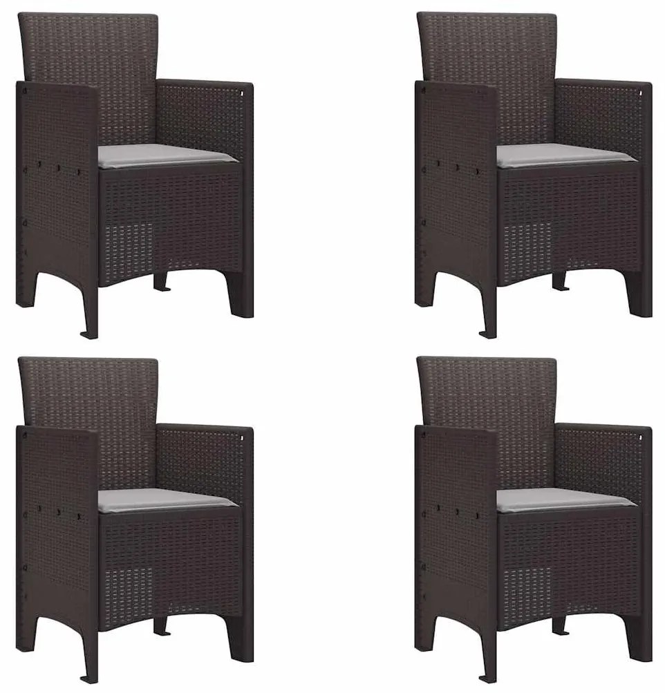 Cadeiras de Jardim 4 pcs Castanho 53 x 49 x 85 cm Plástico