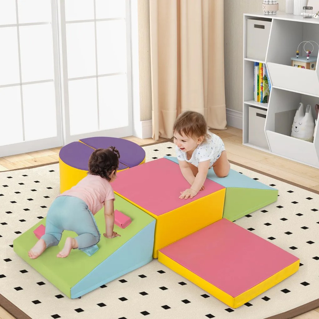 Conjunto de 6 blocos de espuma para crianças com velcro, escalada suave e leve para interior, para bebés escalarem e treparem Multicolor