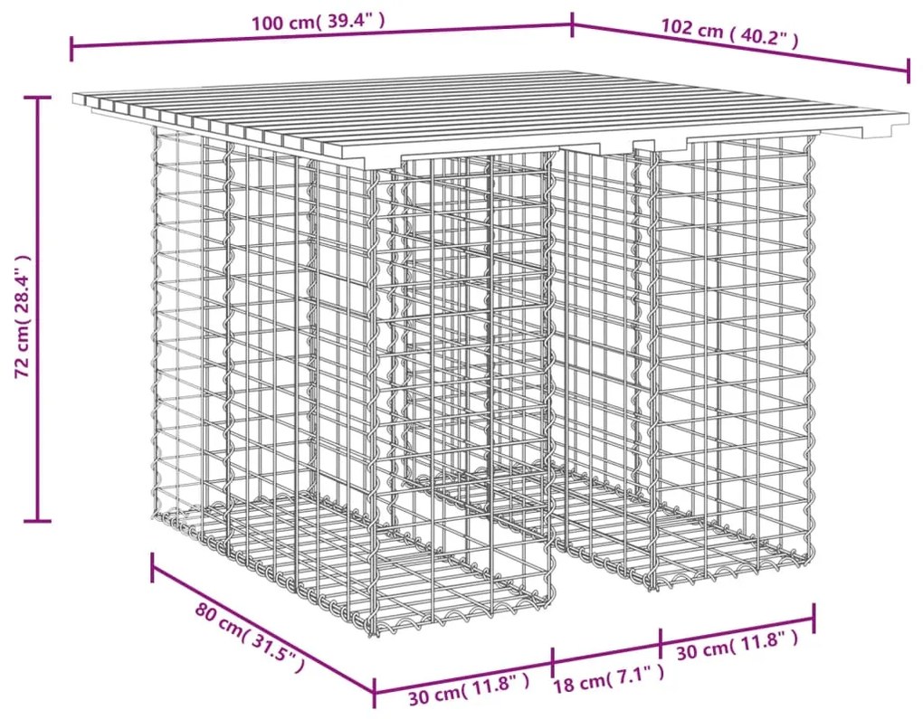 Banco jardim design gabião 100x102x72 cm madeira douglas maciça