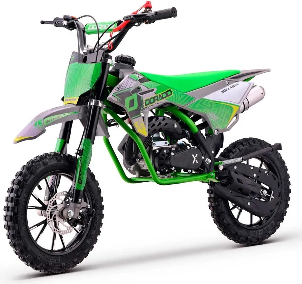 MINI MOTO Crianças MINICROSS gasolina DORADO MD3 49cc 2T 10/10" Com Limitador Velocidade Verde