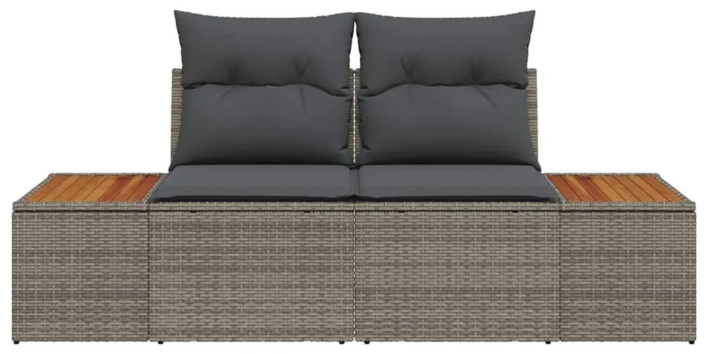 Sofá de Jardim 2 Lugares vidaXL com Almofadas Cinza em Rattan Sintétic