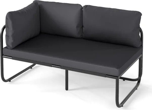 Sofá de jardim exterior 116 x 65 x 59 cm de 2 lugares com almofadas removíveis, apoios de braços laterais e estrutura em metal 116 x 65 x 59 cm cinzen