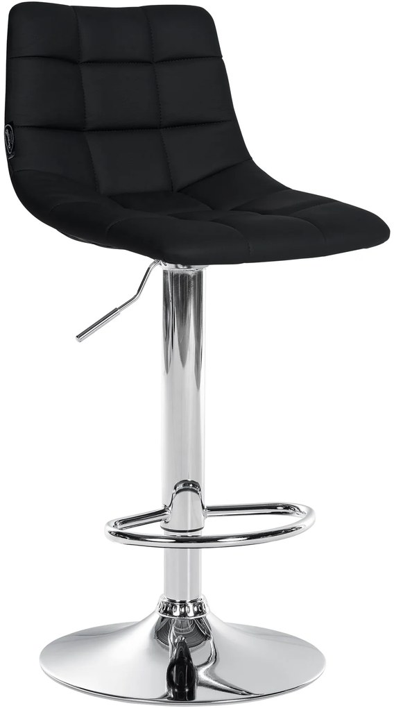 Conjunto de 2 bancos altos Jerry em couro sintético com estrutura cromada 87-108,5 x 43 x 46,5 cm Preto